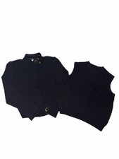 St. John Collection Black Santana Knit Mockneck Jacket Shell Set Small 4 Capsule picture
