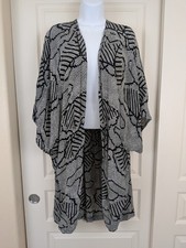 Anthropologie Bel Kazan Kyra Duster Kimono Black White Lightweight One Size picture