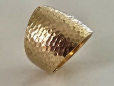 Vintage 14K Solid Gold Hammered Cigar Band Statement Ring, 12.91g, Size 7.5 picture