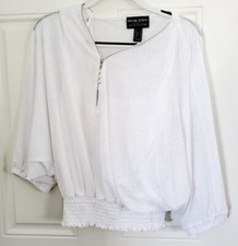 Frank Lyman Women’s Blouse White Size 10 Lining Sheer Top 1/2 Zip 226205 picture