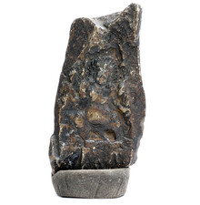 Rare 16th-18th C. Tibetan Stone Mahakala Statue w/ Traditional Altar Ash Base picture