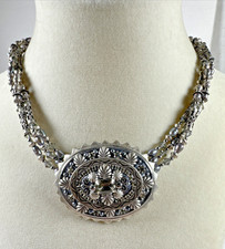 Vtg ESTATE Michael Golan Oval Silver/Blues Beads Statement 17