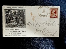 1886 Fenton Normal School Commercial College Cover Illustrated Corner Card picture