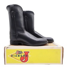 Justin Vintage 80s Western Boots Mens 9D Grey Leather Roper 3025M NIB picture