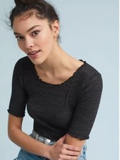 T.La Gabriella Ribbed Dark Gray Tee Size XS picture