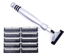 Taconic Shave Pivot Gillette Atra Compatible Metal Razor & 10 Pivot Plus Blades  picture