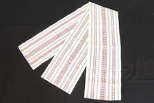 Vintage Japanese Silk Hakata Ori Nagoya Obi Red White Kenjo Pattern 380cm picture
