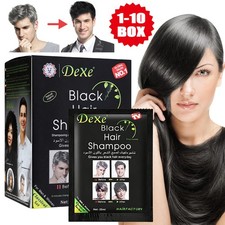 10-100x DEXE Black Hair Shampoo Instant 5-Min Hair Color Dye 1-10 box USA Seller picture