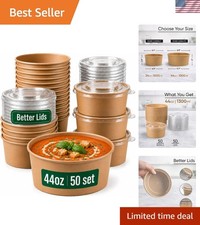 Versatile 44oz Disposable Bowls with Lids - Perfect for Entertaining & Takeout picture