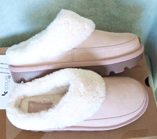 NIB Koolaburra By Ugg Tizzey Dusty Pink Leather Suede Fur Clogs Slippers S 7M picture