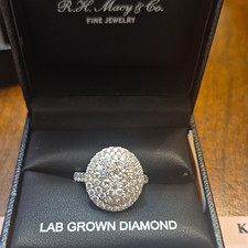 Macy's 14K White Gold Lab Grown 2.00 CTW Diamond Pavé Cluster Ring 8 picture