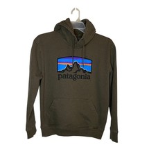 Patagonia Mens Uprisal Hoody Olive Green Fitz Roy Logo Hoodie Medium Regular Fit picture