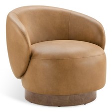 CHITA Modern Swivel Barrel Chair-Comfortable Fabric Upholstery & Solid Wood Base picture
