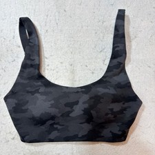 Lululemon In Alignment Bra Women 6 Black Camo Luxtreme Adjustable Straight Strap picture