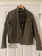 36/46 Small Belstaff Dark Olive Green Waxed Cotton Jacket Men Racemaster Current picture