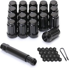 Acorn M12x1.5 Black Spline Lug Nuts - Set of 20, 12mm X 1.5 X 35mm, picture