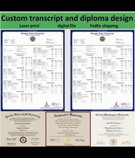 Custom Transcript & Diploma Design Laser Print or Digital File w/ FedEx Shipping picture