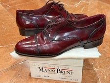 MARIO BRUNI BURGUNDY LEATHER OXFORDS MENS 10.5 M DRESS SHOES CLUB VINTAGE BOX picture