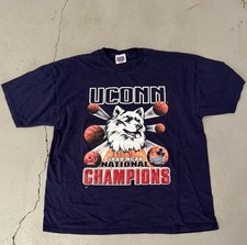 Vtg UConn Huskies T-Shirt Mens XL Blue Basketball 1999 Champions  picture