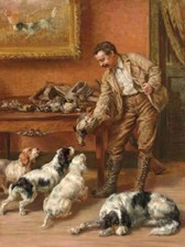 hand Painting Edmund Henry Osthaus-A Huntsman Returning Home With Game man dogs picture