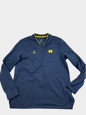 Blue Nike Jordan UM Michigan Wolverines Pullover Sweatshirt Men's L Large picture