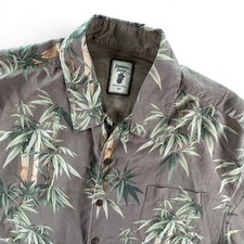 Jamaica Jaxx Mens XL Silk Bamboo Print Short Sleeve Button Down Camp Shirt Brown picture