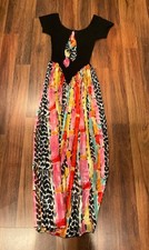 Vintage Bob Mackie Artsy Fartsy Jumpsuit Black Lace Colorful Palazzo Pants XS picture