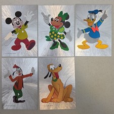 Vintage Disney Postcards Lot of 5 Mickey Minnie Donald Dufex Foil Metallic picture