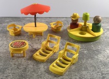 Vintage Fisher Price Little People Merry Go Round, Picnic, Grill, Cowboy LOT 9 picture