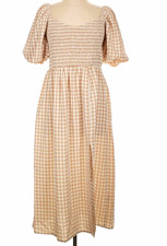 Petal + Pup Gingham Smocked Square Neck Puff Sleeve Midi A-Line Dress 10 picture