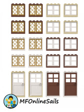 🏠56 Piece - Genuine LEGO Windows & Doors Lot - Tan & Brown Gold Lattice Styles picture