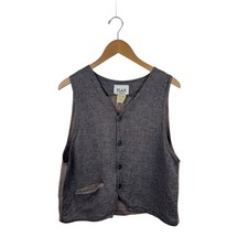 VTG Flax by Angelheart Striped Linen Vest S picture