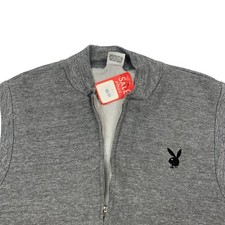 Vintage Playboy sweatshirt men S full zip gray made USA 1980's tri-blend NOS picture