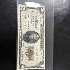 1929 J $20 National Currency Federal Reserve Bank of Kansas City Missouri picture