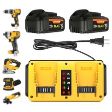 2X 20V 10.0Ah Battery & Dual Charger Kit for De walt 20 Volt Lithium Batteries picture