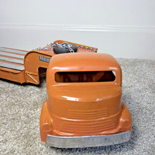 Smith Miller Smitty Toys Fruehauf Orange Vintage Metal Diecast Truck& Trailer26” picture