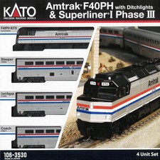 N KATO 1063530DCC  Amtrak F40PH Phase III & 3-Superliner Cars  Set picture