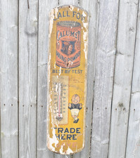 CALUMET POWDER WOODEN THERMOMETER DEALER SIGN ANTIQUE 1910s INDIAN BABY TODDLER picture