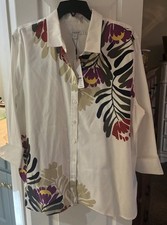 NWT Chicos No Iron White Floral Button Up Shirt Cape Bloom SZ 3.5/18 picture