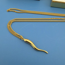 Vintage Theda 12K Gold Filled Italian Horn Cornicello Pendant Necklace Box picture