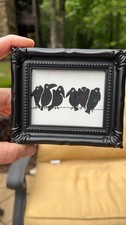 Print Of My Art Raven Crow,Halloween ,cute,miniature Painting,small, framed picture