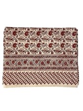 Anokhi Print Indian Hand Block Print Bed Cover or Tablecloth. Red & Tan. 103x84