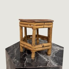 Vintage Hexagonal Bamboo Plant Stand Pedestal Riser Rattan Boho Decor 7