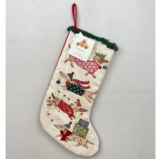 Cynthia Rowley Dog  Stocking 8”x22” – Embroidered Dachshunds in Holiday Sweaters picture