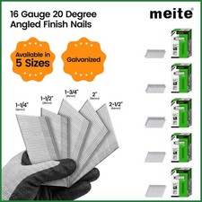 meite 16 Gauge 20 Degree Angled Finish Nails Galvanized Rust-Proof (2000 Pack) picture