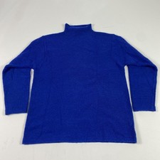 Vintage Saks Fifth Avenue Sweater Womens Large Blue Mock Neck Hong Kong 90s picture
