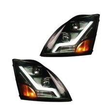 Fortpro Black Housing Headlight with Light Bar Compatible with Volvo VN/VNL - Bo picture