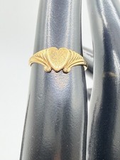 Vintage Heart Signet 10K Yellow Gold Band Ring Size 4 picture