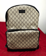 Gucci GG Monogram Women’s Backpack Beige/Black Zip Closure Black Straps picture