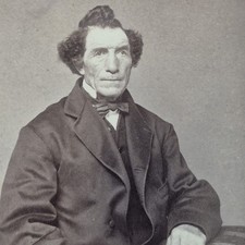 Antique CDV Photo Older Victorian Man Curly Hair Bronk Ballston Spa NY c1870s picture
